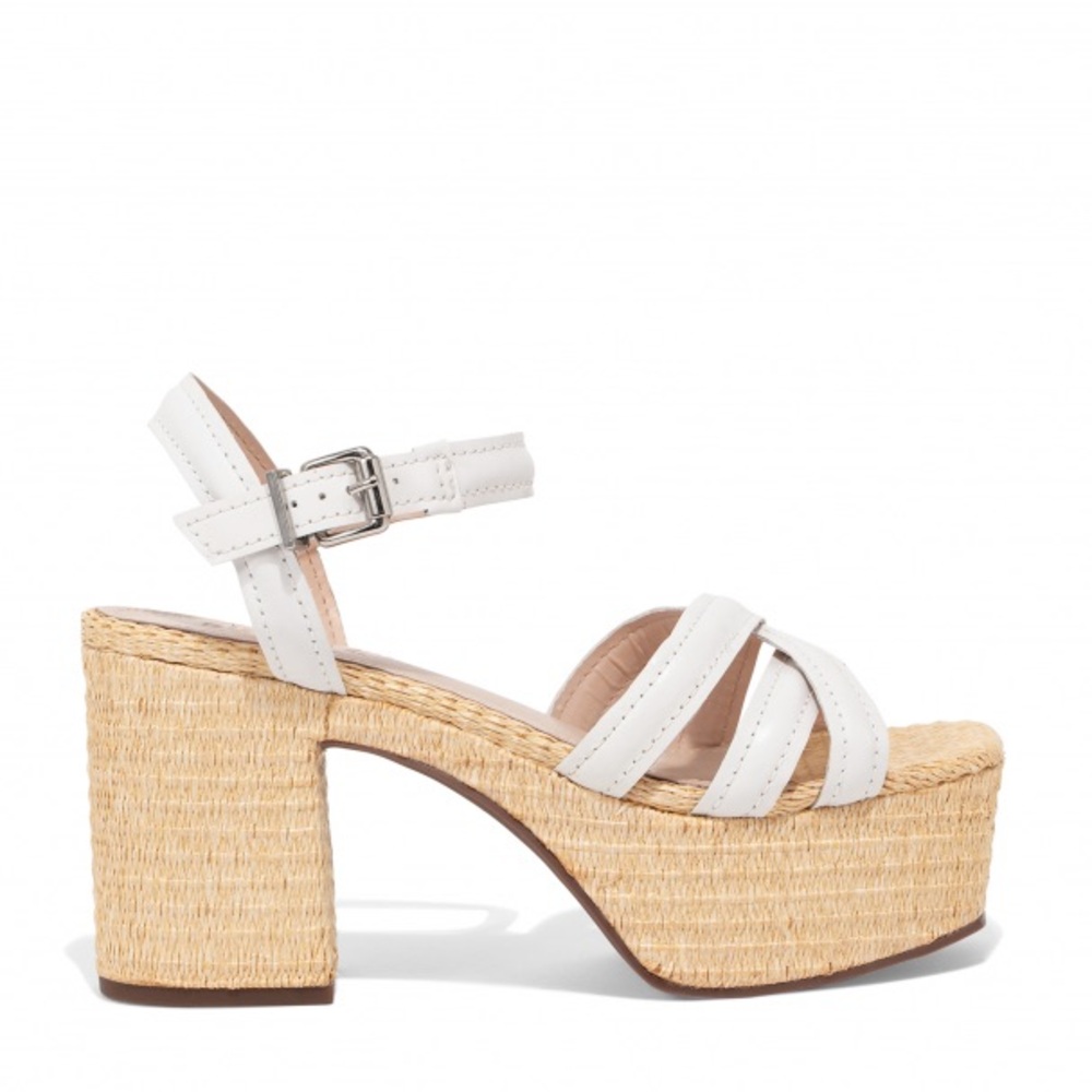 SCHUTZ Stacie Leather Platform Espadrille Sandals Size 7
